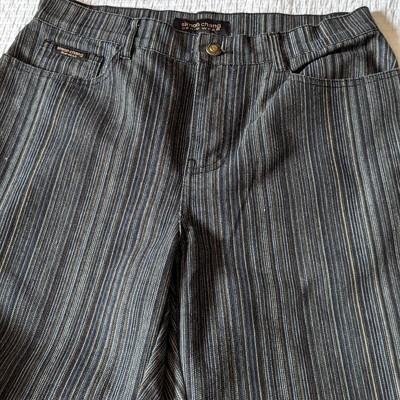 Women's Simon Chang Striped Dress Pants in Denim Sz 10 - Picture 3 of 5